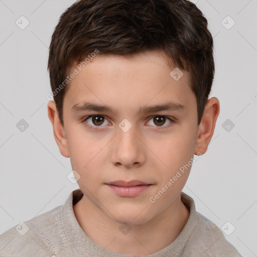 Neutral white child male with short  brown hair and brown eyes