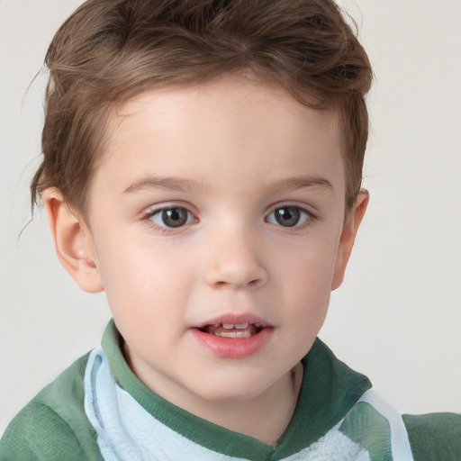 Neutral white child male with short  brown hair and brown eyes