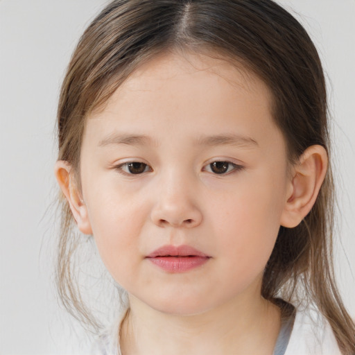 Neutral white child female with medium  brown hair and brown eyes