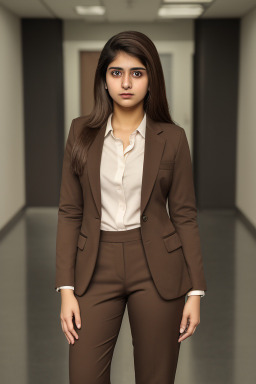 Pakistani young adult female with  brown hair