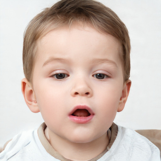 Neutral white child male with short  brown hair and brown eyes