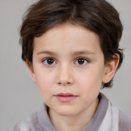 Neutral white child female with short  brown hair and brown eyes