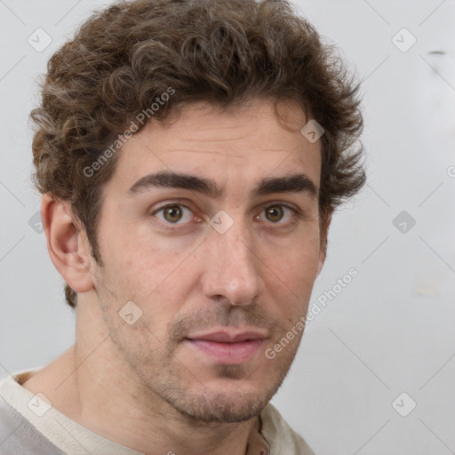 Neutral white adult male with short  brown hair and brown eyes