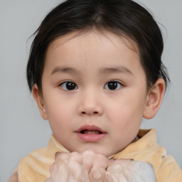 Neutral white child female with short  brown hair and brown eyes