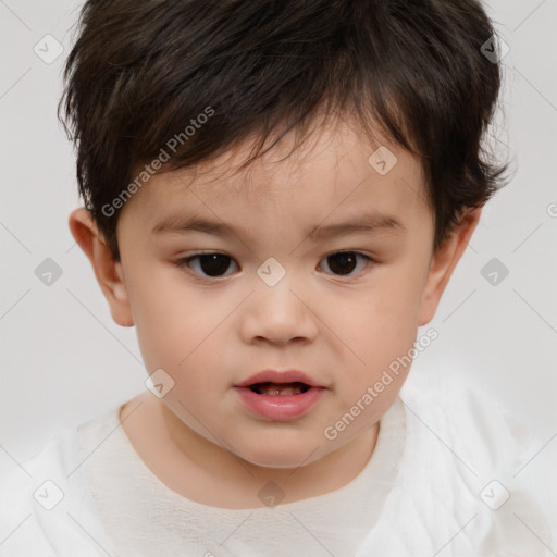 Neutral white child male with short  brown hair and brown eyes