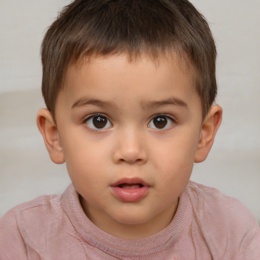 Neutral white child male with short  brown hair and brown eyes