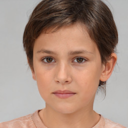 Neutral white child female with short  brown hair and brown eyes