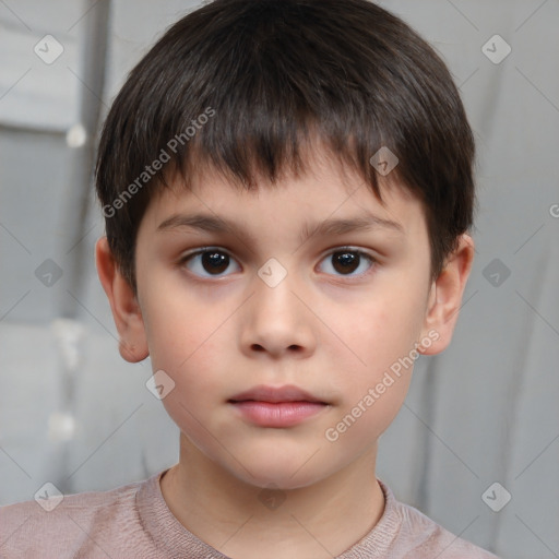 Neutral white child male with short  brown hair and brown eyes