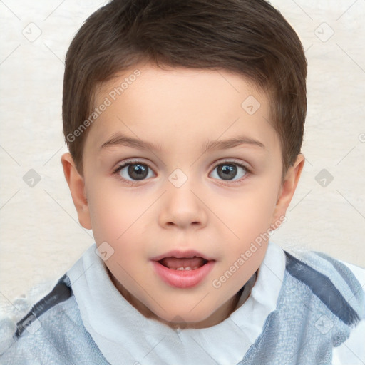 Neutral white child female with short  brown hair and brown eyes