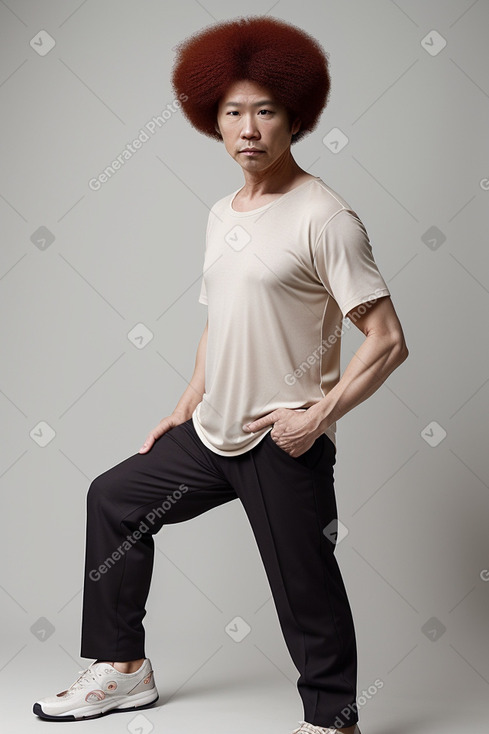 Japanese middle-aged male with  ginger hair