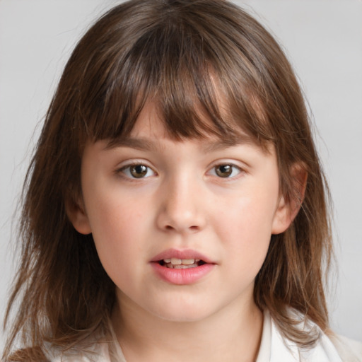 Neutral white child female with medium  brown hair and brown eyes