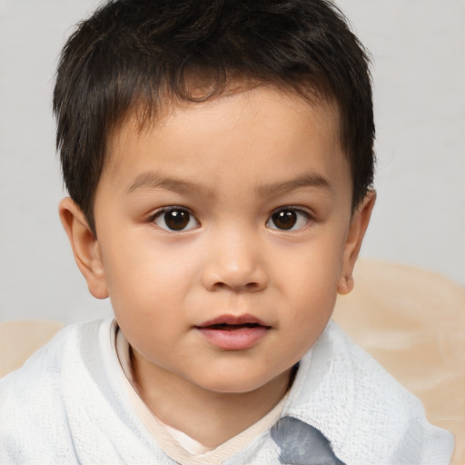 Neutral white child male with short  brown hair and brown eyes