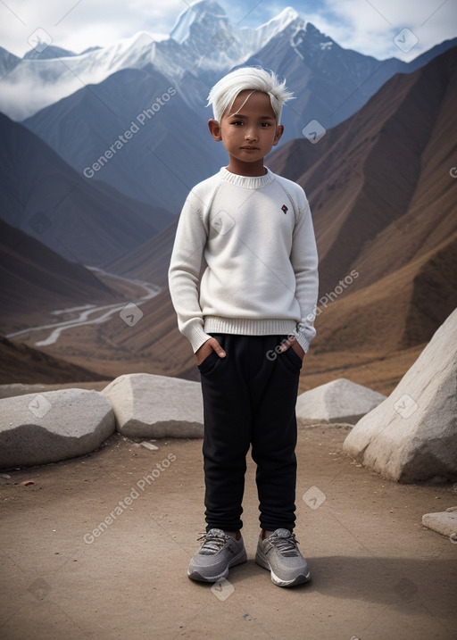 Nepalese child boy with  white hair