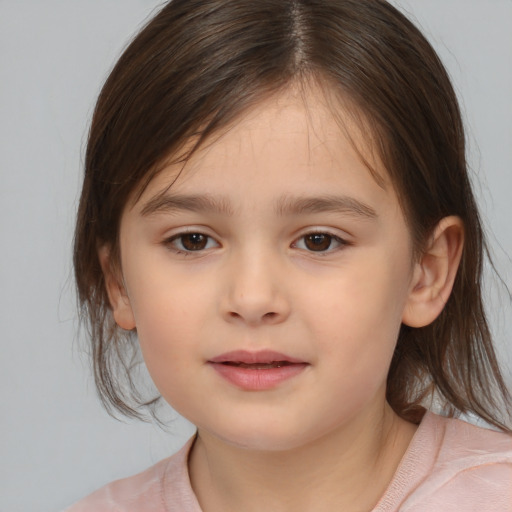 Neutral white child female with medium  brown hair and brown eyes