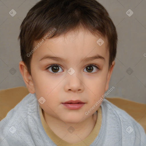 Neutral white child male with short  brown hair and brown eyes