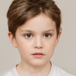 Neutral white child female with short  brown hair and brown eyes