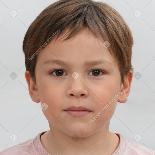 Neutral white child male with short  brown hair and brown eyes