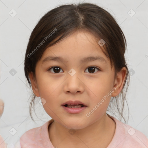 Neutral white child female with medium  brown hair and brown eyes