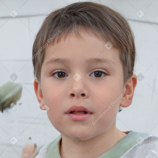 Neutral white child male with short  brown hair and brown eyes