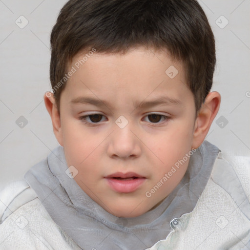 Neutral white child male with short  brown hair and brown eyes