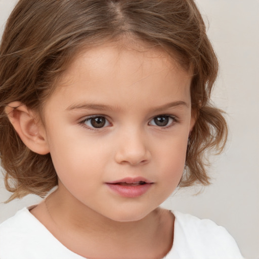 Neutral white child female with medium  brown hair and brown eyes