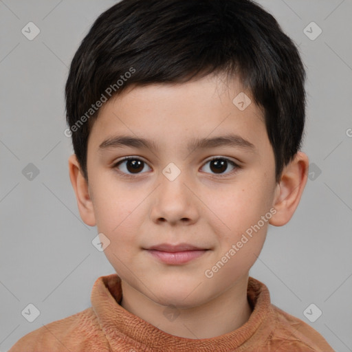 Neutral white child male with short  brown hair and brown eyes