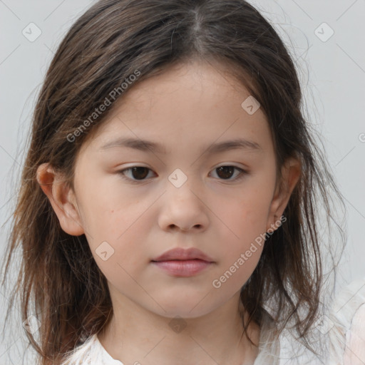 Neutral white child female with medium  brown hair and brown eyes