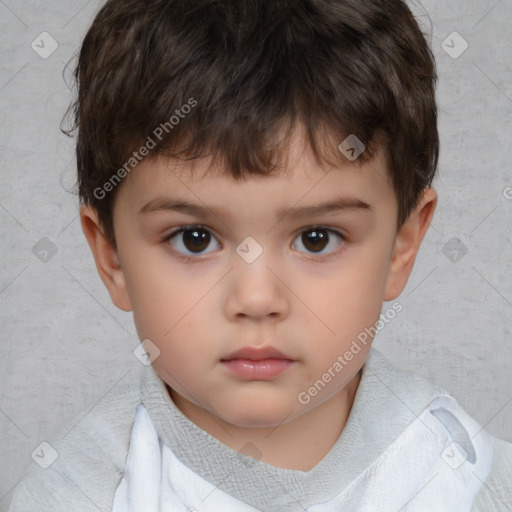 Neutral white child male with short  brown hair and brown eyes