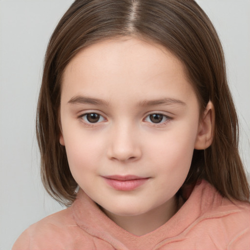 Neutral white child female with medium  brown hair and brown eyes