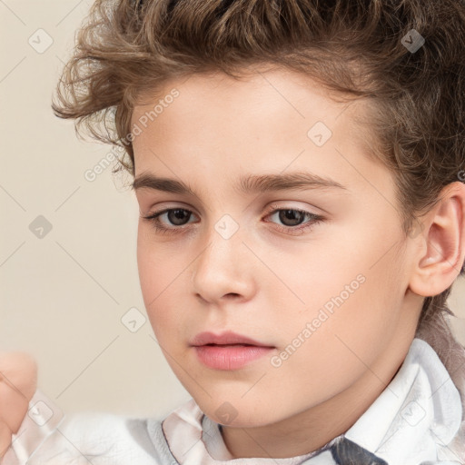 Neutral white child female with short  brown hair and brown eyes