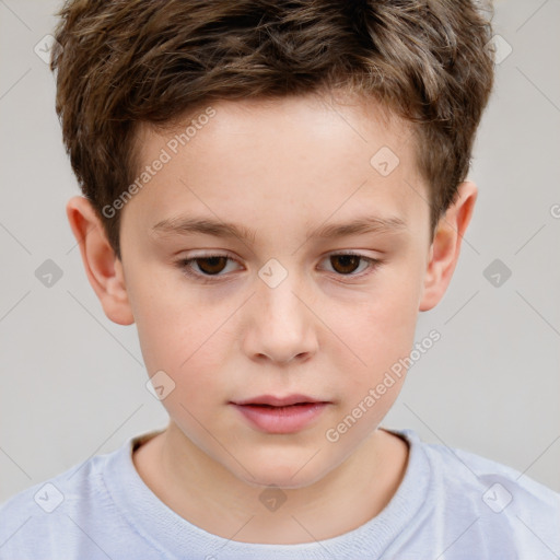 Neutral white child male with short  brown hair and brown eyes