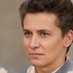 Neutral white adult male with short  brown hair and brown eyes