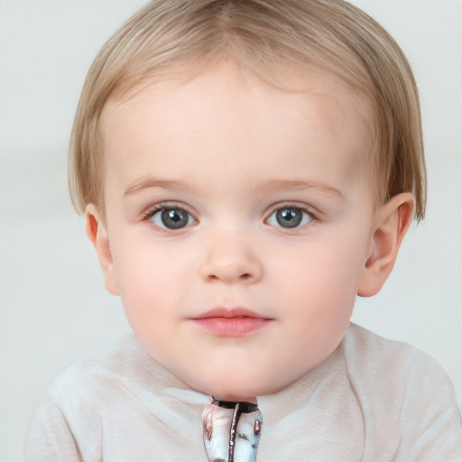 Neutral white child female with short  brown hair and blue eyes