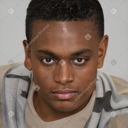 Neutral latino young-adult male with short  brown hair and brown eyes