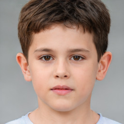 Neutral white child male with short  brown hair and brown eyes