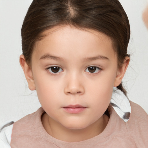 Neutral white child female with medium  brown hair and brown eyes