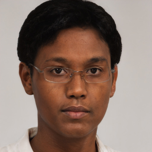 Neutral asian young-adult male with short  brown hair and brown eyes