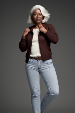 Middle-aged non-binary with  white hair