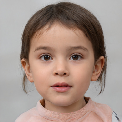 Neutral white child female with medium  brown hair and brown eyes