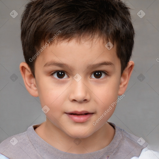 Neutral white child male with short  brown hair and brown eyes