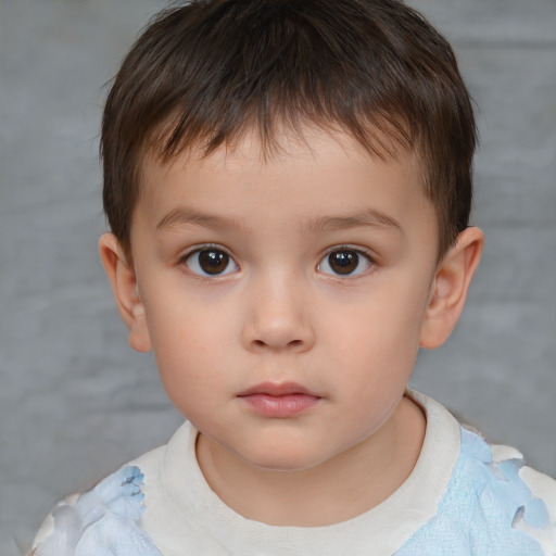 Neutral white child male with short  brown hair and brown eyes