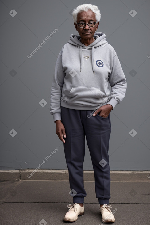 Sudanese 45 years non-binary with  gray hair