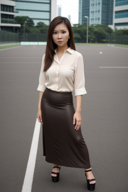 Singaporean adult female with  brown hair