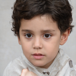 Neutral white child male with short  brown hair and brown eyes