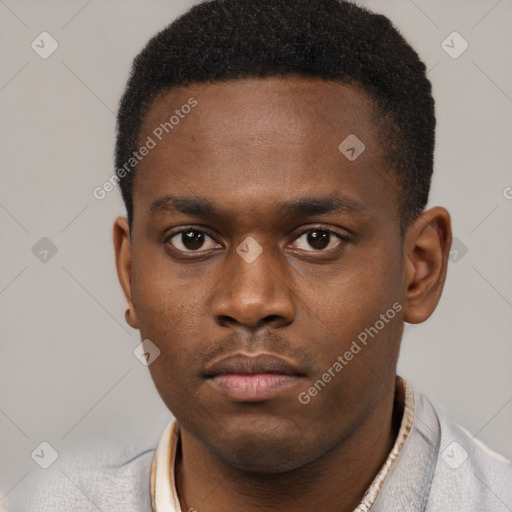 Neutral black young-adult male with short  brown hair and brown eyes