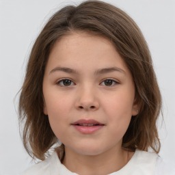 Neutral white child female with medium  brown hair and brown eyes