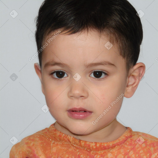 Neutral white child male with short  brown hair and brown eyes