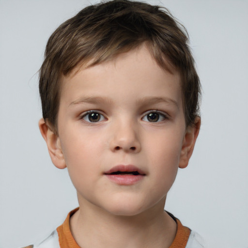 Neutral white child male with short  brown hair and brown eyes