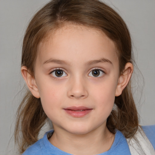 Neutral white child female with medium  brown hair and brown eyes