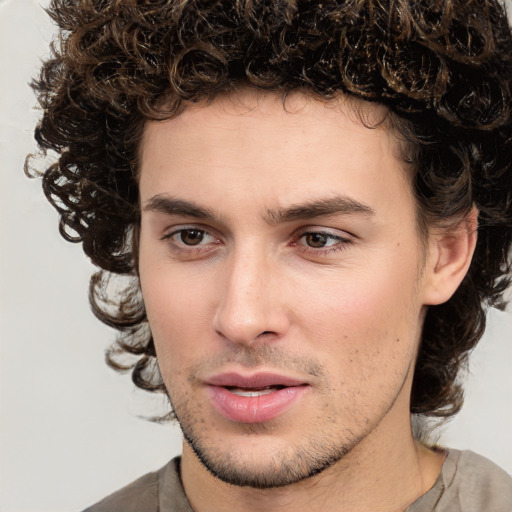 Neutral white young-adult male with medium  brown hair and brown eyes